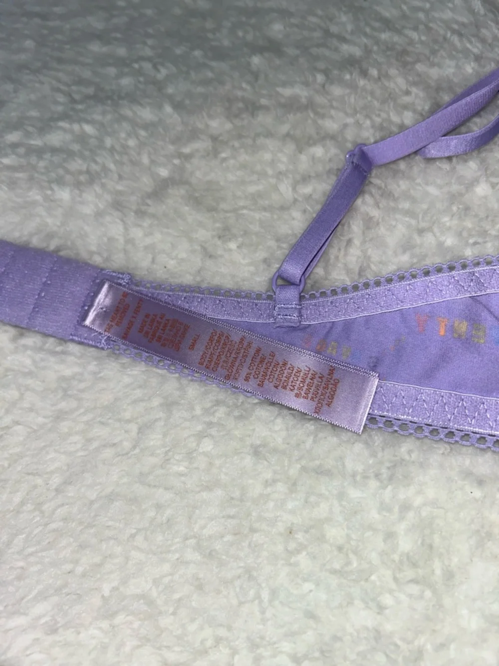 Savage X Fenty Lavender Rainbow Logo Bralette Small Lace Trim NWT